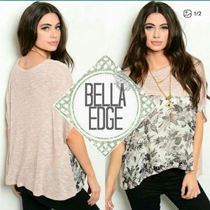 Pink and White Floral Print Knit Top